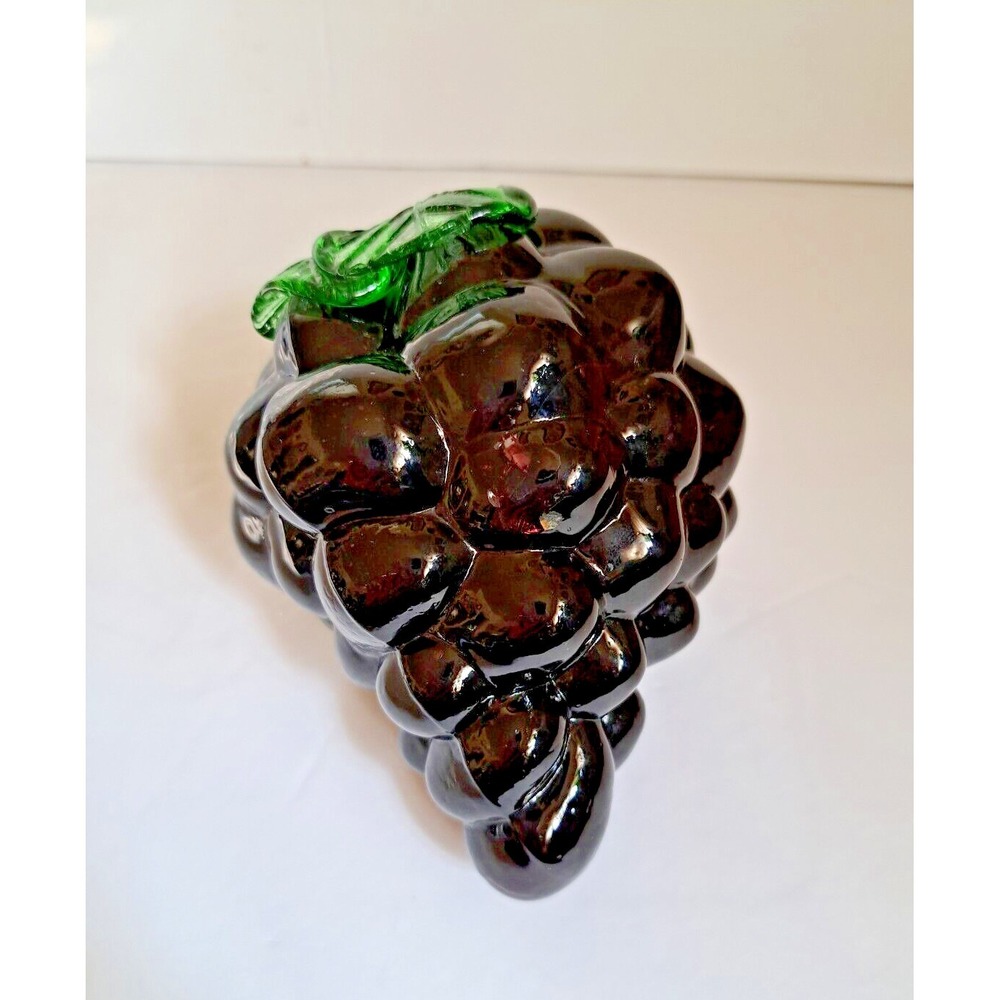 Murano Style Art Glass Decorative Purple Grape Cluster Farmhouse Decor Pre-owned - Picture 4 of 7